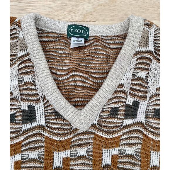Rare/ Vintage Izod Sweater Men's Multi Color Size Medium Made In USA - Picture 3 of 5